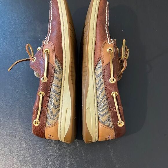 Sperry Womens Top Sider Boat Shoes Loafer Tiger Print Moc Toe Brown Size 6.5 - Picture 7 of 10
